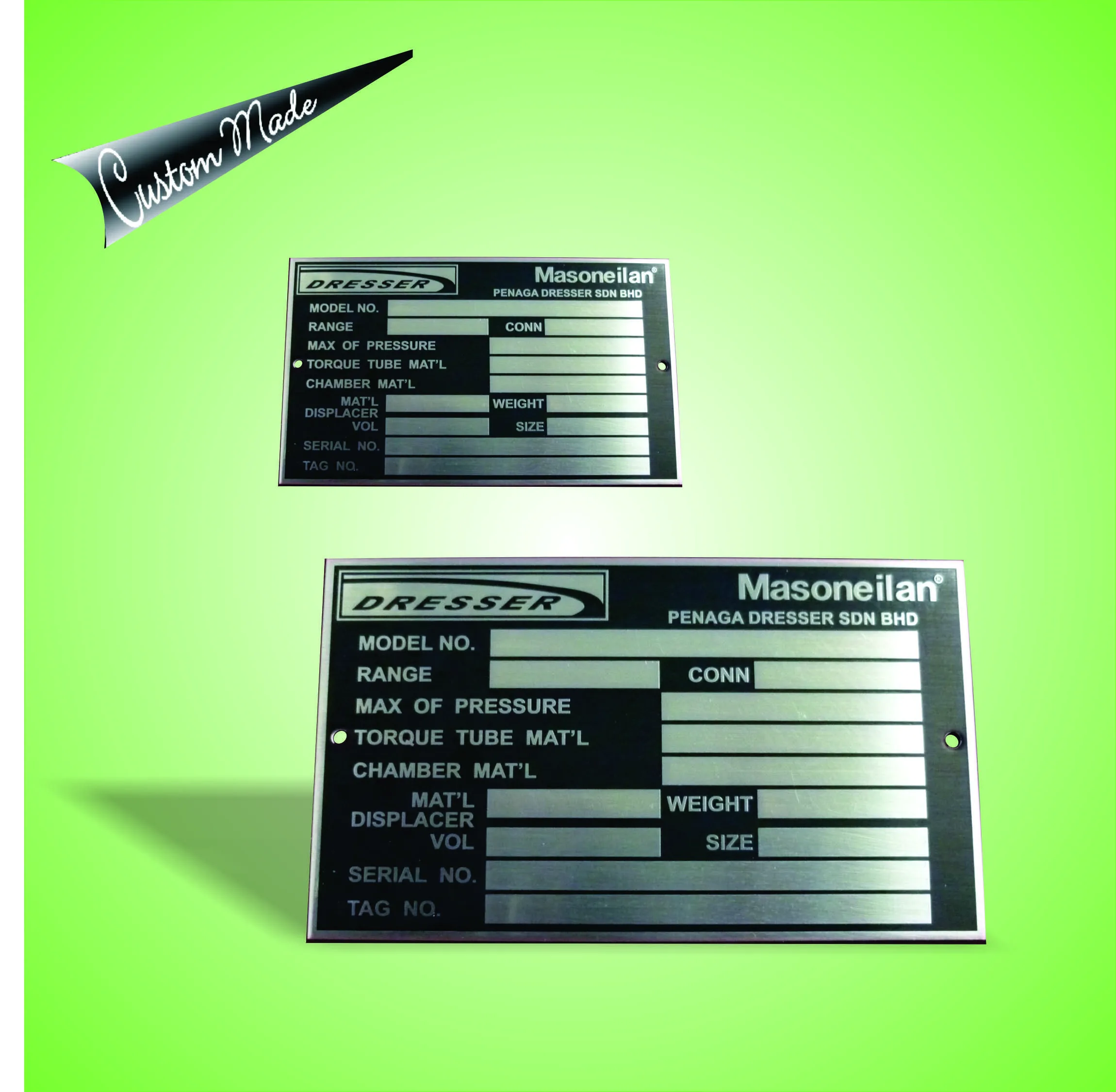Name Plate With Black Enamel Color Fill