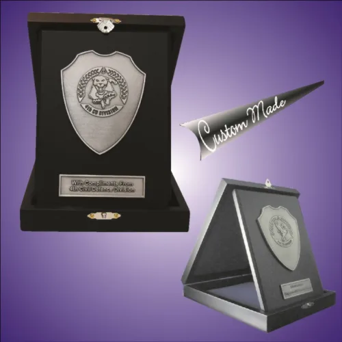 Plaque - 3D pewter motif wooden box plaque